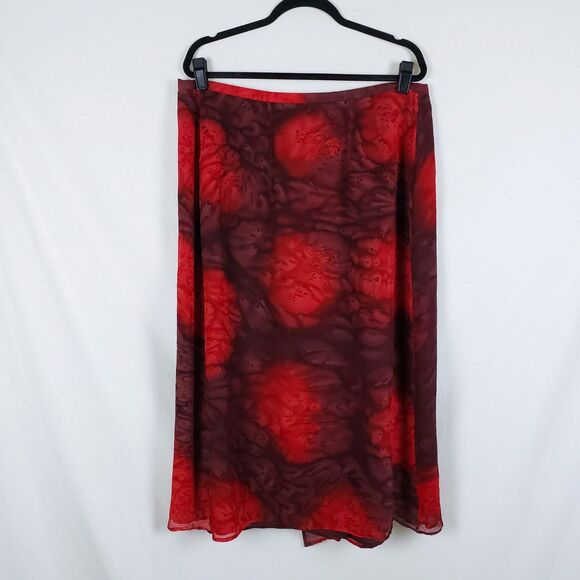 ZAPA Womens 44 (L) Burgundy Wrap Skirt Artsy Whimsigoth Indie Dark Romantic Boho - Picture 5 of 9